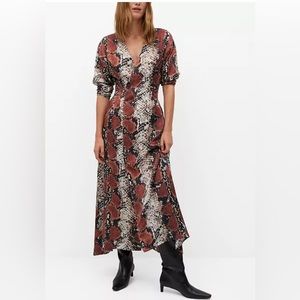 MANGO MGN Womens Midi Dress Size 4 Buttoned Down Front New